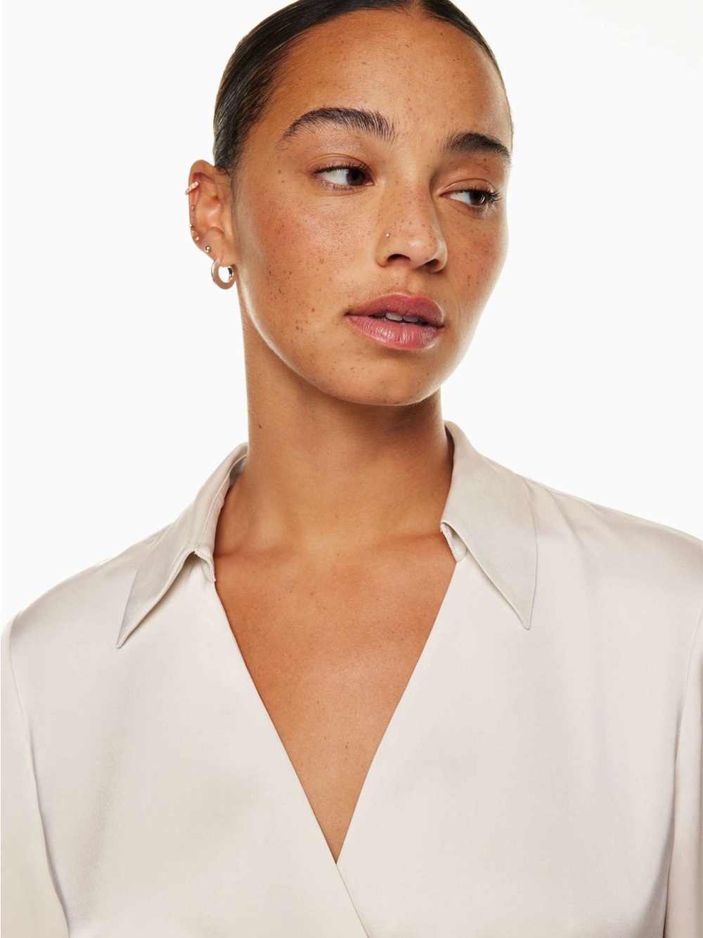 Aritzia Cream Wrap-Style Long Sleeve Mini Dress - Picture 3 of 7